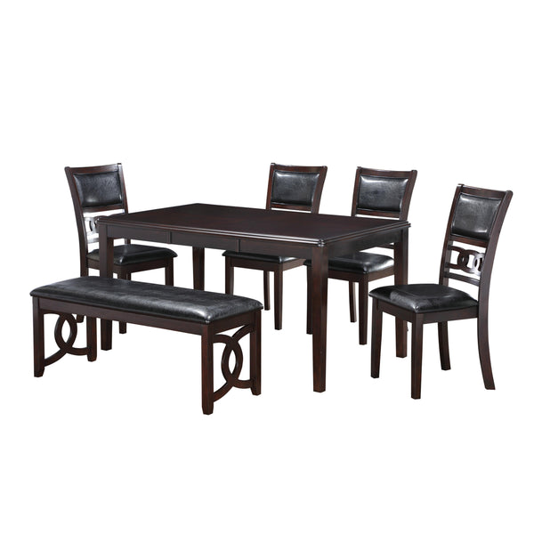 New Classic Furniture Gia D1701-160-EBY 60" Dining Table with Chairs - Ebony IMAGE 1