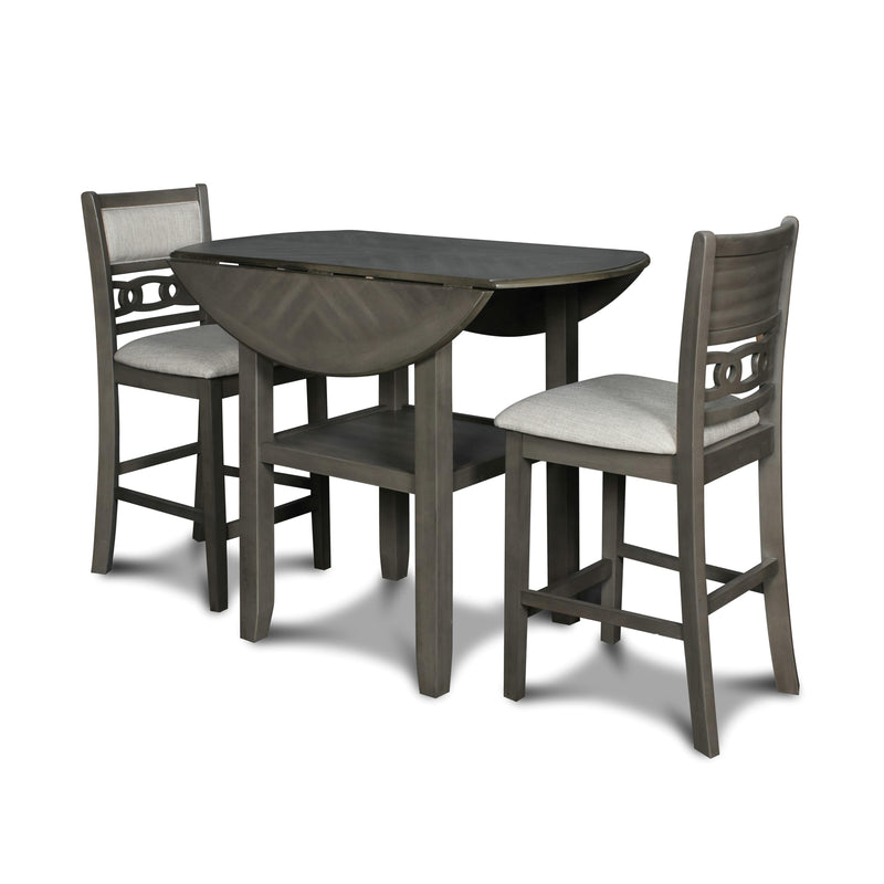 New Classic Furniture Gia D1701-42S-GRY 42" Counter Drop Leaf Table W/2 Chairs - Gray IMAGE 1