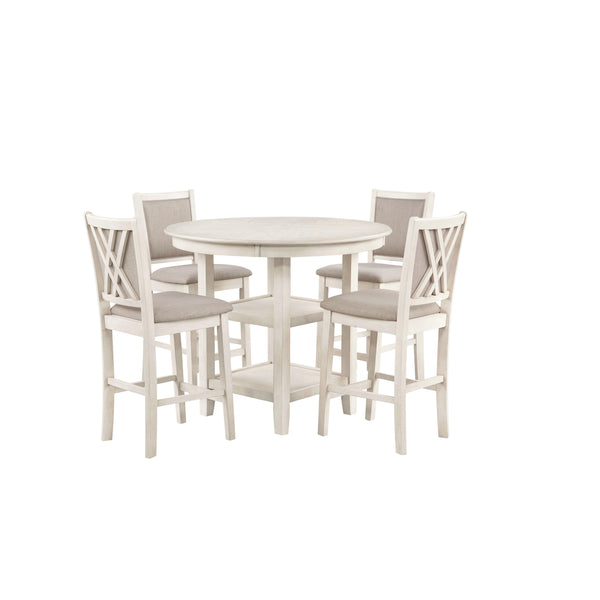 New Classic Furniture Amy D3651-52S-BSQ 5 pc Counter Dining Set - 2 Tone Bisque IMAGE 1