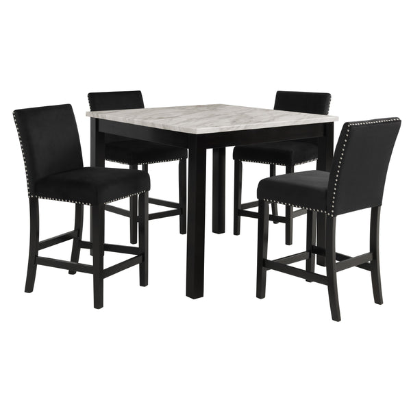 New Classic Furniture Celeste D400-52S-BLK 5 pc 42" Marble Counter Table & 4 Chairs - Black IMAGE 1