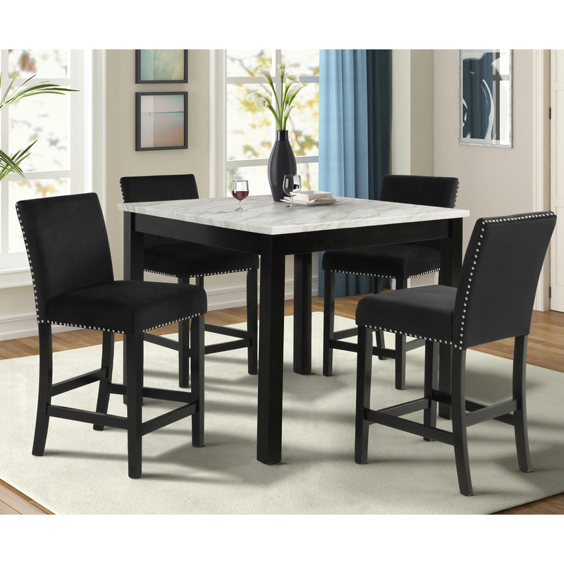 New Classic Furniture Celeste D400-52S-BLK 5 pc 42" Marble Counter Table & 4 Chairs - Black IMAGE 6