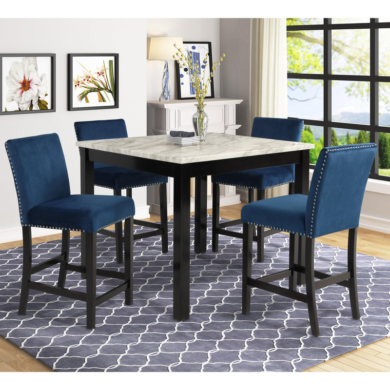 New Classic Furniture Celeste D400-52S-BLU 5 pc 42" Marble Counter Table & 4 Chairs - Blue IMAGE 6