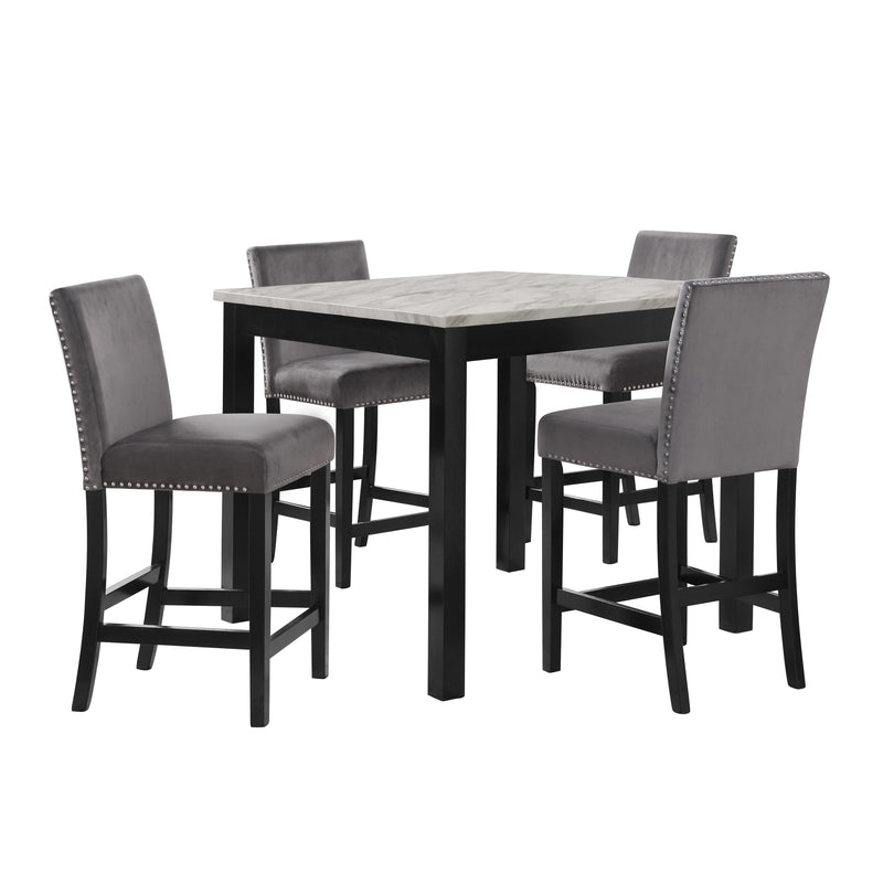 New Classic Furniture Celeste D400-52S-GRY 5 pc 42" Marble Counter Table & 4 Chairs - Gray IMAGE 1