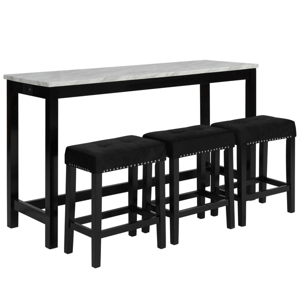 New Classic Furniture Celeste D400-B3S-BLK Theater Bar Table w/ 3 Stools - Black IMAGE 1
