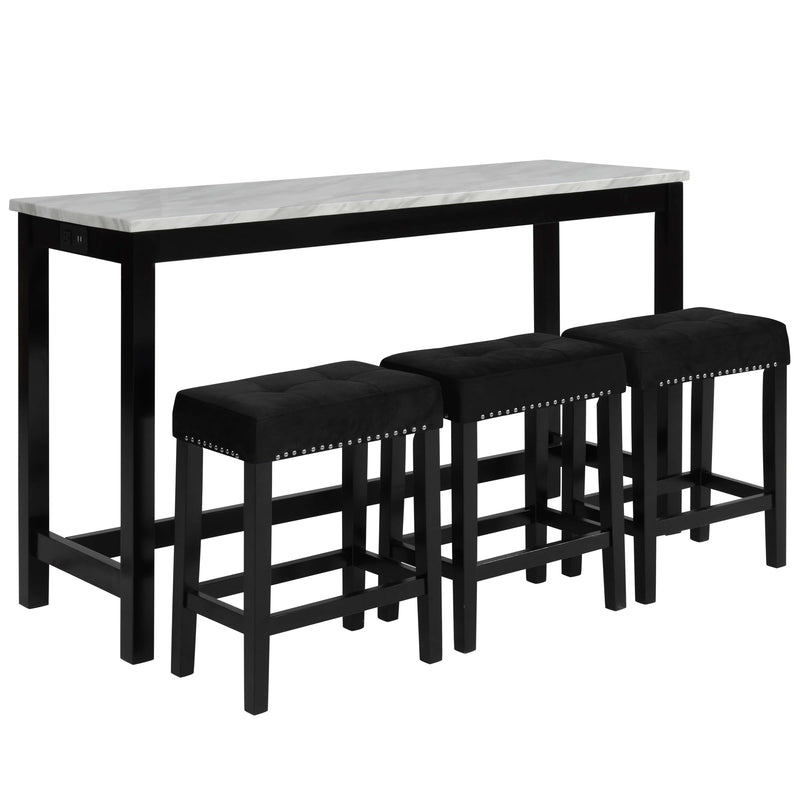 New Classic Furniture Celeste D400-B3S-BLK Theater Bar Table w/ 3 Stools - Black IMAGE 1