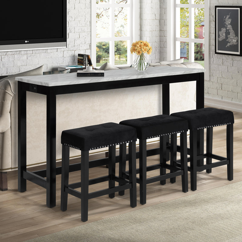 New Classic Furniture Celeste D400-B3S-BLK Theater Bar Table w/ 3 Stools - Black IMAGE 8