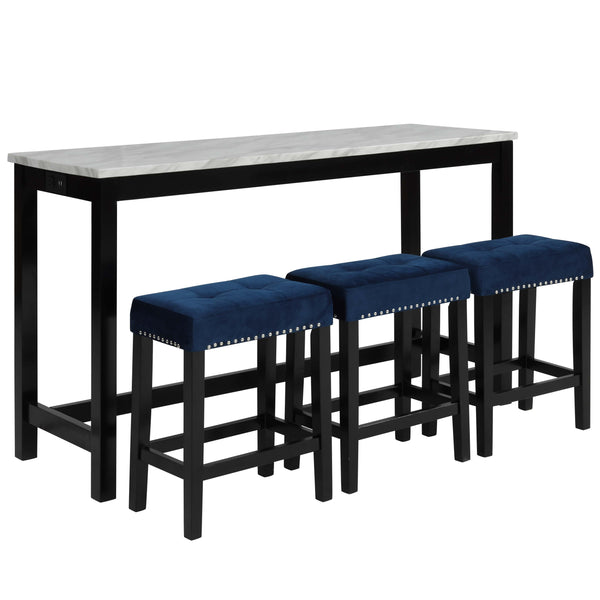New Classic Furniture Celeste D400-B3S-BLU Theater Bar Table w/ 3 Stools - Blue IMAGE 1