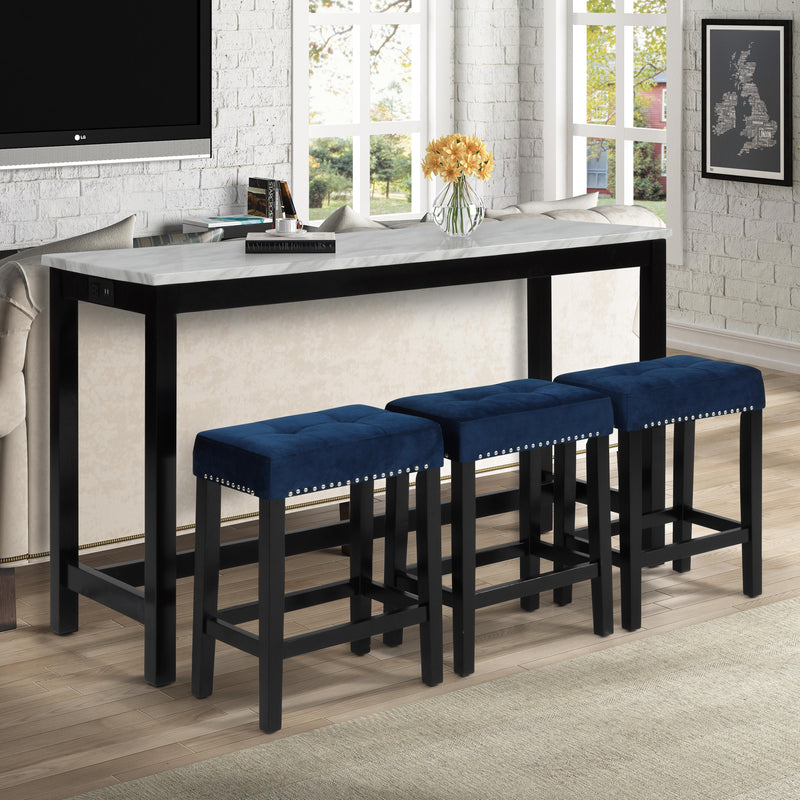 New Classic Furniture Celeste D400-B3S-BLU Theater Bar Table w/ 3 Stools - Blue IMAGE 8