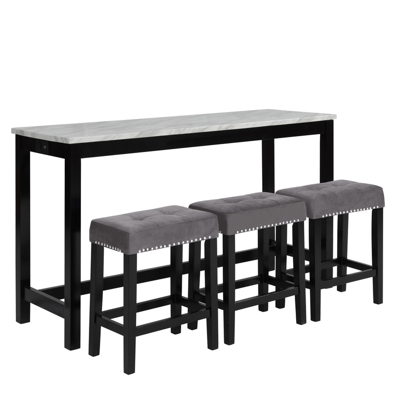 New Classic Furniture Celeste D400-B3S-GRY Theater Bar Table w/ 3 Stools - Gray IMAGE 1