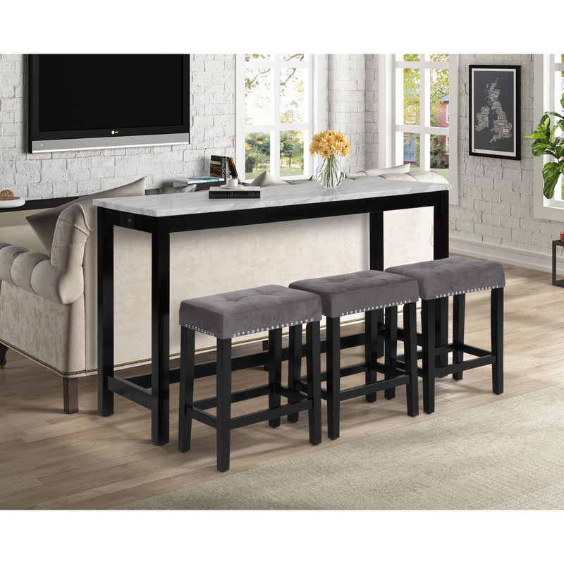 New Classic Furniture Celeste D400-B3S-GRY Theater Bar Table w/ 3 Stools - Gray IMAGE 8