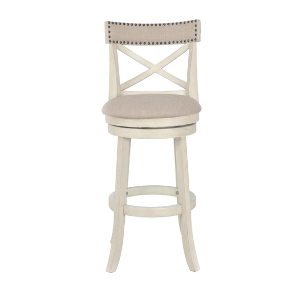 New Classic Furniture York S1219-BS-FW 29" Bar Stool - Antique White W/ Fabric Seat IMAGE 1