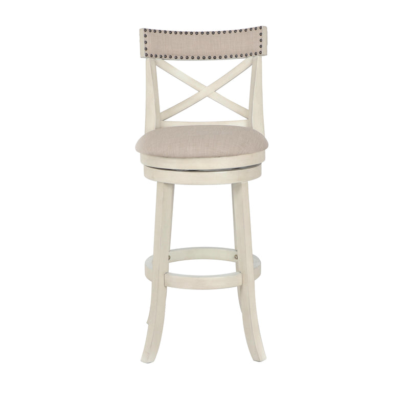 New Classic Furniture York S1219-BS-FW 29" Bar Stool - Antique White W/ Fabric Seat IMAGE 1