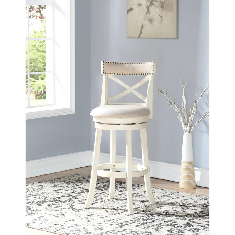 New Classic Furniture York S1219-BS-FW 29" Bar Stool - Antique White W/ Fabric Seat IMAGE 6