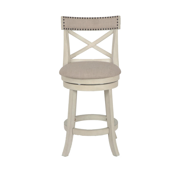 New Classic Furniture York S1219-CS-FW 24" Counter Stool - Antique White W/ Fabric Seat IMAGE 1
