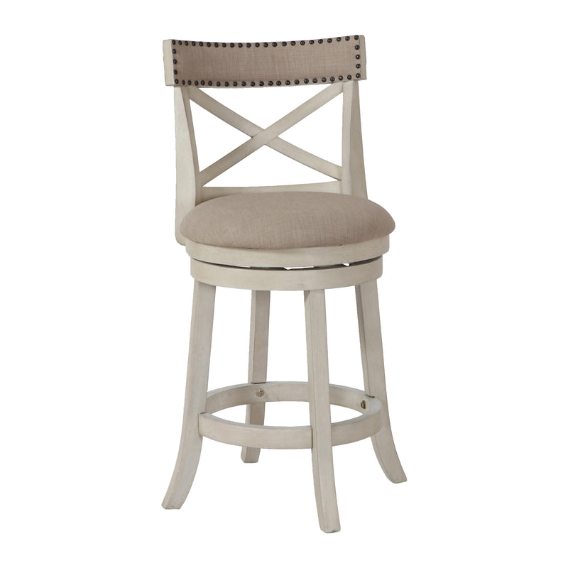 New Classic Furniture York S1219-CS-FW 24" Counter Stool - Antique White W/ Fabric Seat IMAGE 2