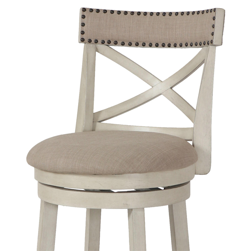 New Classic Furniture York S1219-CS-FW 24" Counter Stool - Antique White W/ Fabric Seat IMAGE 4