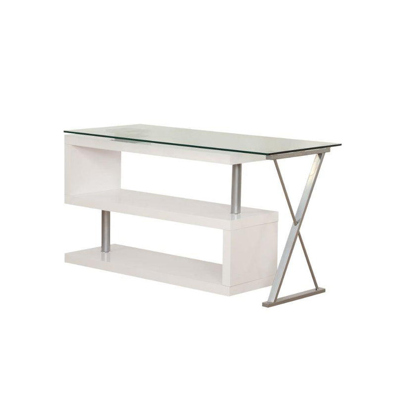 Acme Furniture Buck 92368 Desk - White High Gloss & Clear Glass IMAGE 3