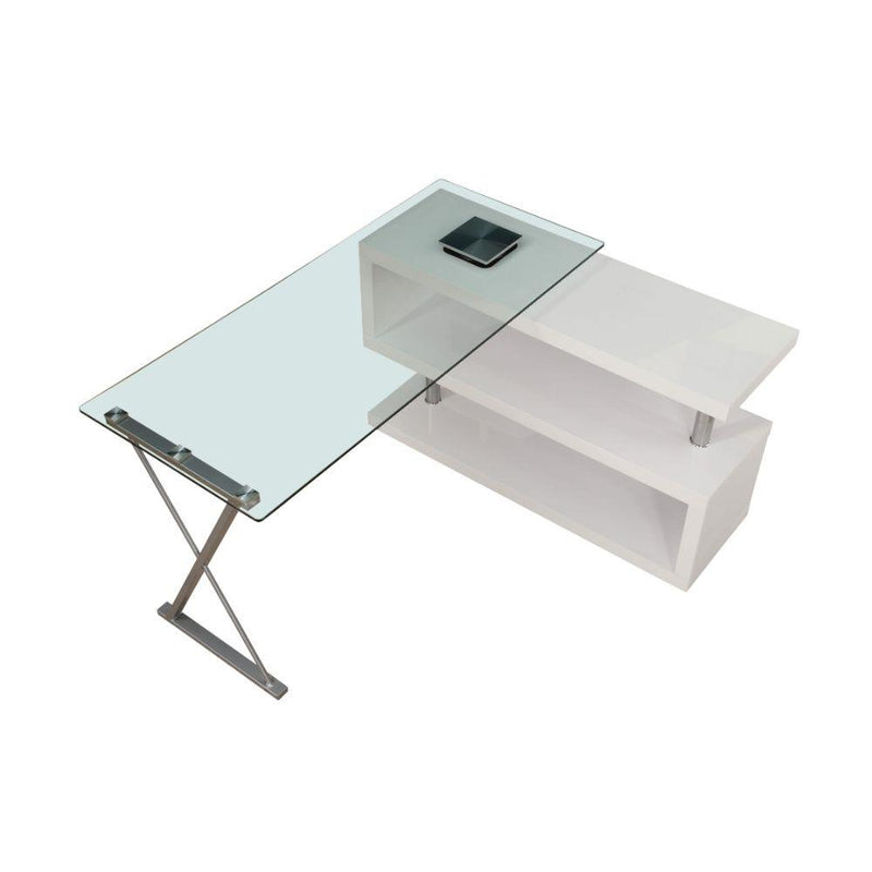 Acme Furniture Buck 92368 Desk - White High Gloss & Clear Glass IMAGE 5