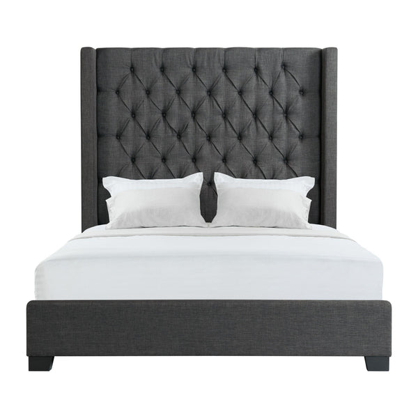  Elements International Morrow UMW090QB Queen Upholstered Bed - Charcoal IMAGE 1