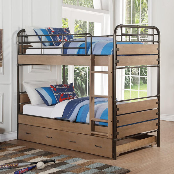 Acme Furniture Adam 37760 Twin Over Twin Bunk Bed With Trundle IMAGE 1