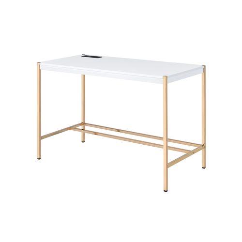 Acme Furniture Midriaks OF00020 Writing Desk - White & Gold Finish IMAGE 2