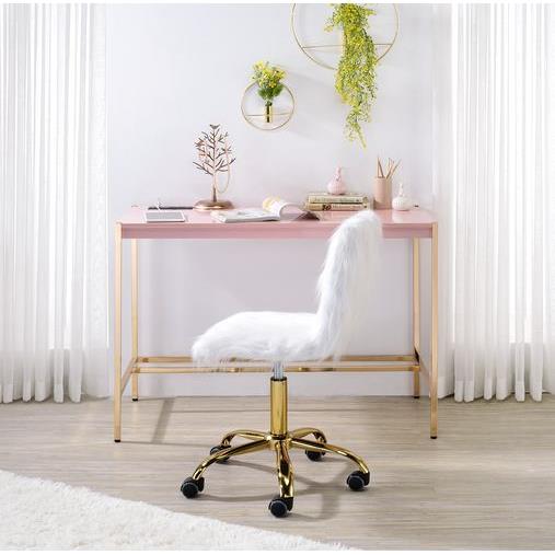 Acme Furniture Midriaks OF00024 Writing Desk - Pink & Gold Finish IMAGE 1