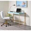 Acme Furniture Midriaks OF00023 Writing Desk - Baby Blue & Gold Finish IMAGE 1
