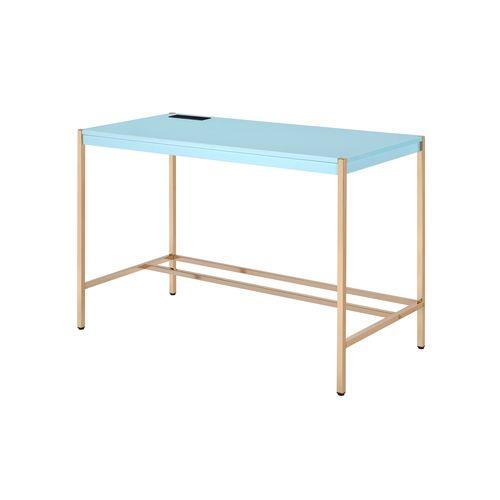 Acme Furniture Midriaks OF00023 Writing Desk - Baby Blue & Gold Finish IMAGE 2