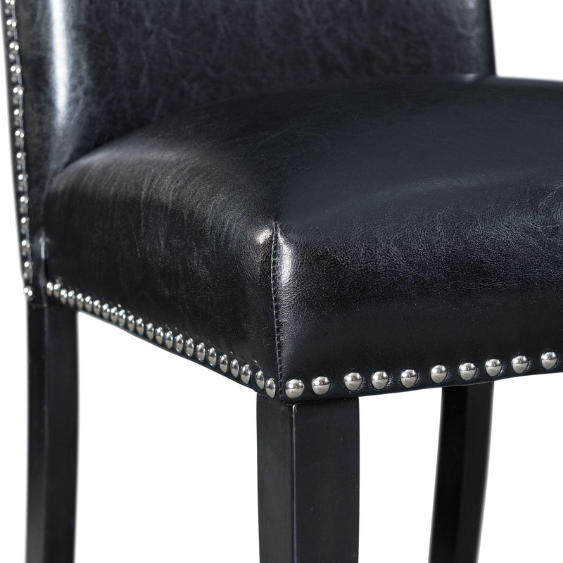  Elements International Meridian Faux Leather Side Chair Set in Black IMAGE 7