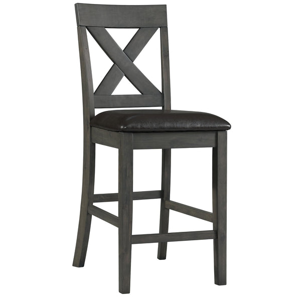 Elements International Alex Counter Side Chair W/Black PU Grey IMAGE 1