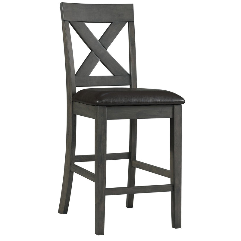  Elements International Alex Counter Side Chair W/Black PU Grey IMAGE 1