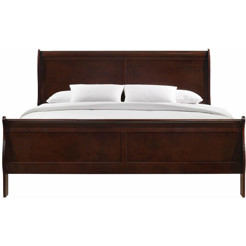  Elements International Louis Philippe King Panel Bed in Cherry IMAGE 2