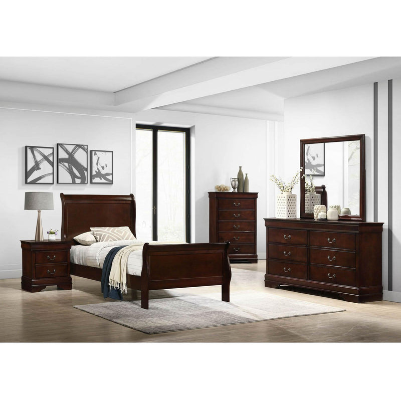  Elements International Louis Philippe Twin Panel Bed in Cherry IMAGE 7