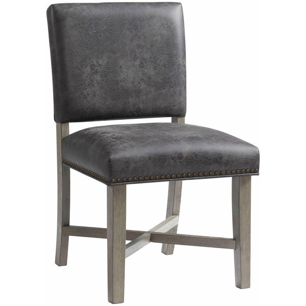  Elements International Collins Dining Side Chair W/ Stretcher in Grey IMAGE 1