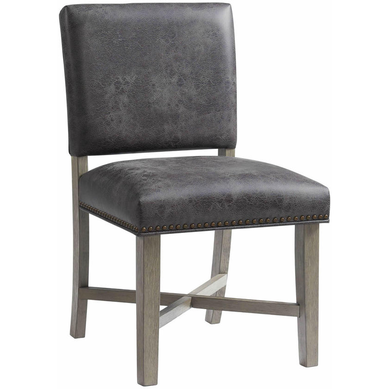 Elements International Collins Dining Side Chair W/ Stretcher in Grey IMAGE 1