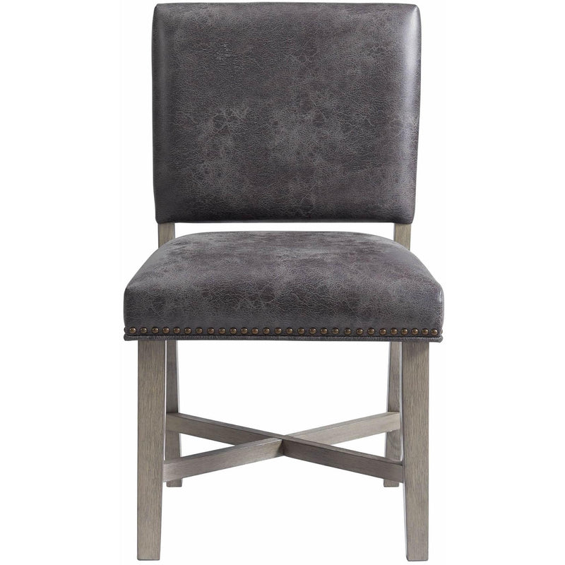 Elements International Collins Dining Side Chair W/ Stretcher in Grey IMAGE 2