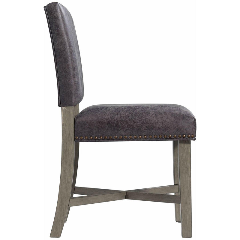  Elements International Collins Dining Side Chair W/ Stretcher in Grey IMAGE 3