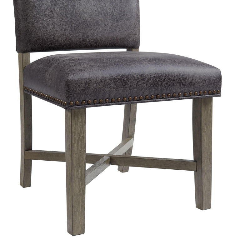  Elements International Collins Dining Side Chair W/ Stretcher in Grey IMAGE 7