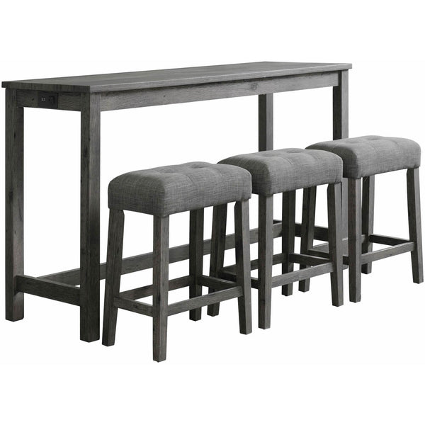  Elements International Oak Lawn Charcoal Grey Bar Table Single Pack (Table + 3 Grey Fabric Stools) IMAGE 1