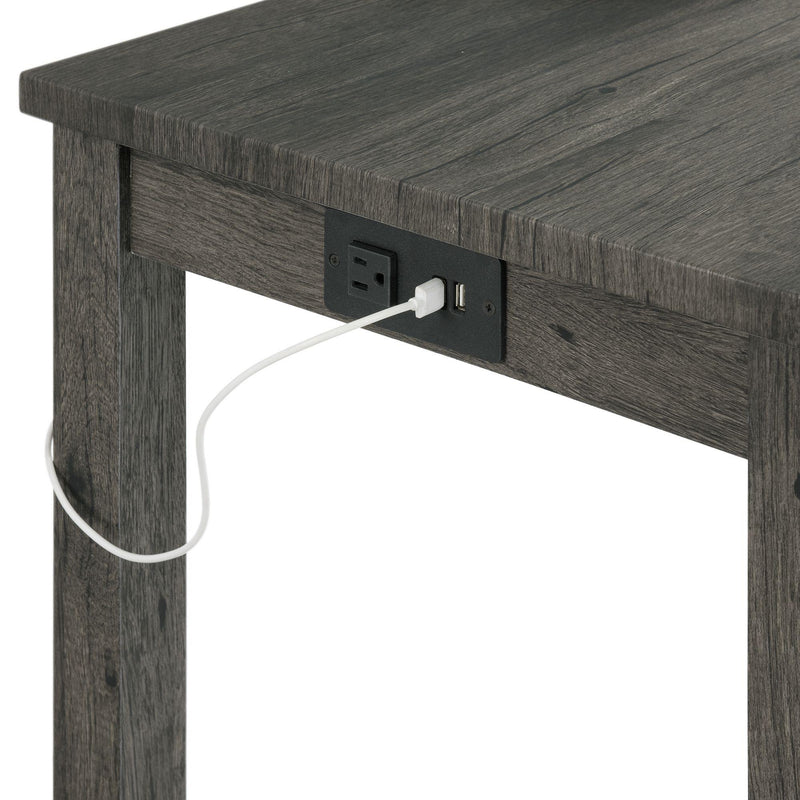  Elements International Oak Lawn Charcoal Grey Bar Table Single Pack (Table + 3 Grey Fabric Stools) IMAGE 5