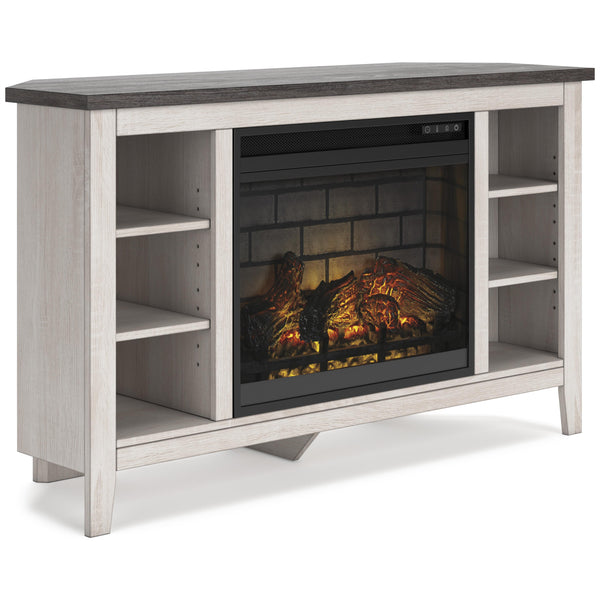 Signature Design by Ashley Dorrinson W287W6 Corner TV Stand with Electric Fireplace IMAGE 1