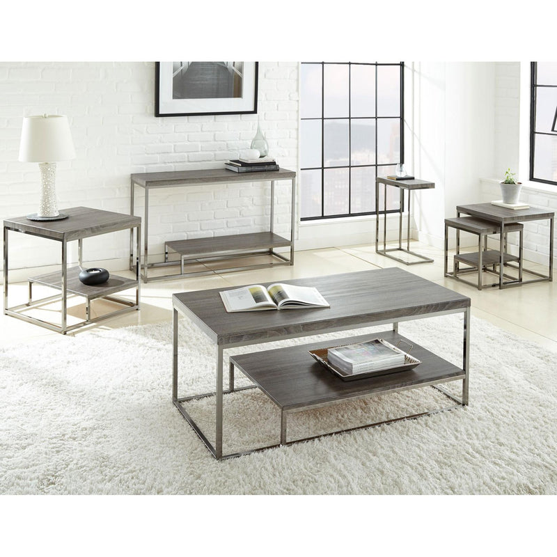  Steve Silver Furniture Lucia LU150CE Chairside End Table - Gray/Black Nickle IMAGE 2