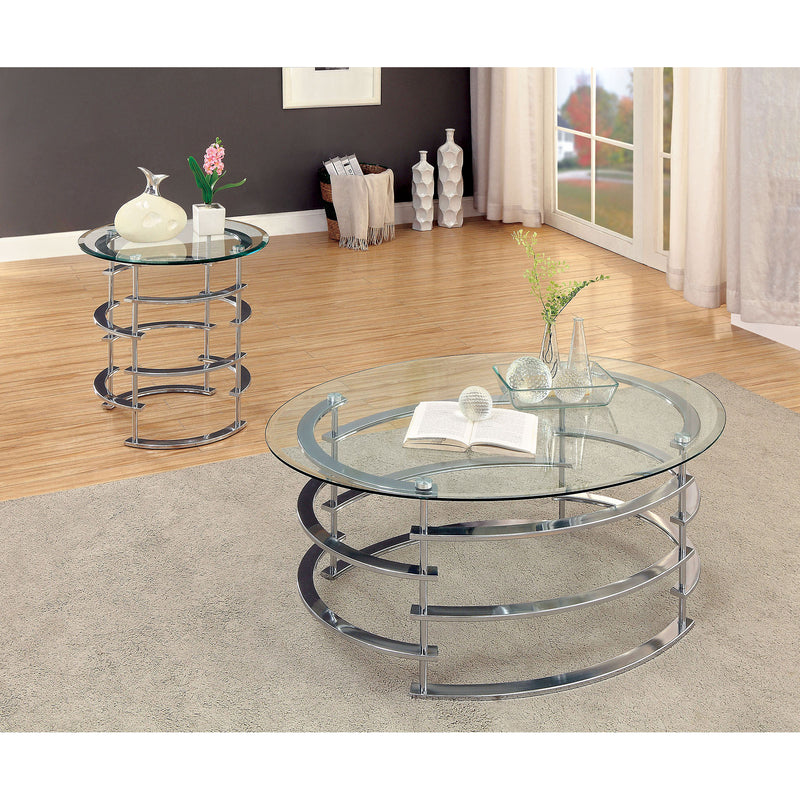 Furniture of America Clonmel CM4359CRM-E End Table, Chrome IMAGE 2