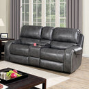  Furniture of America Walter Reclining Leather Look Loveseat CM6950GY-LV IMAGE 1