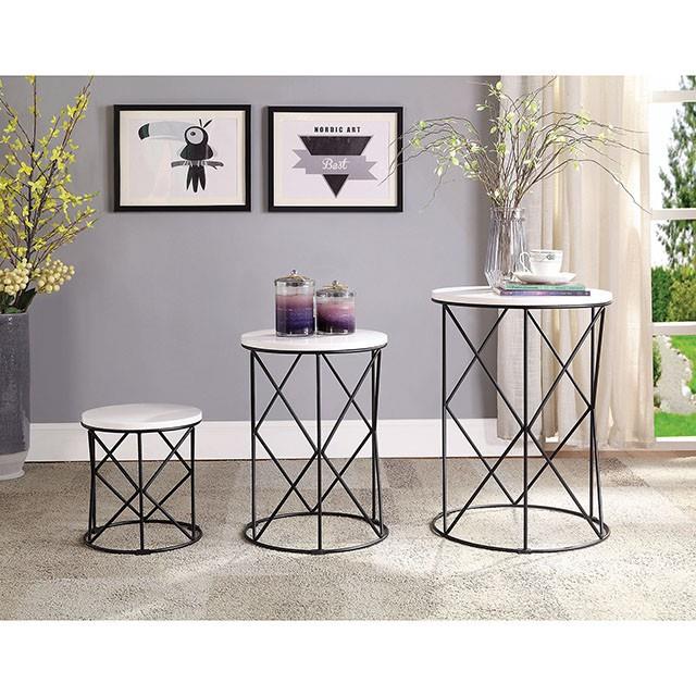 Furniture of America Madyson FOA-AC340WH-3A 3 Pc. Nesting Table IMAGE 2