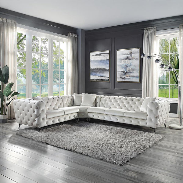 Acme Furniture Atronia LV01160 Sectional Sofa with 4 Pillows IMAGE 1