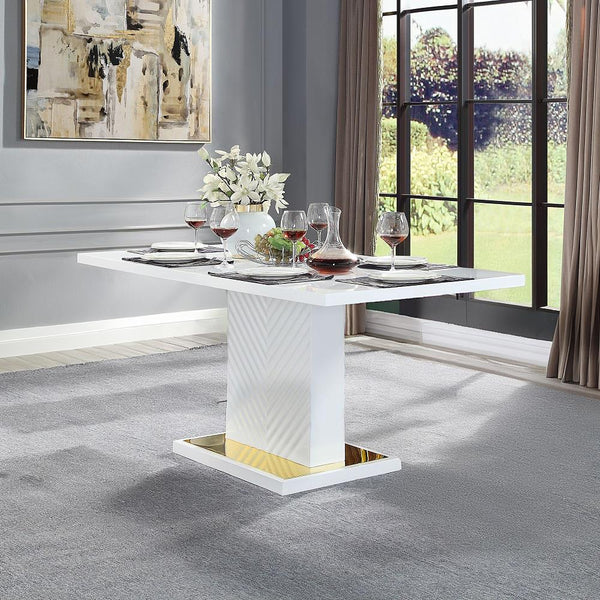 Acme Furniture Gaines DN01258 Dining Table with Pedestal Base IMAGE 1