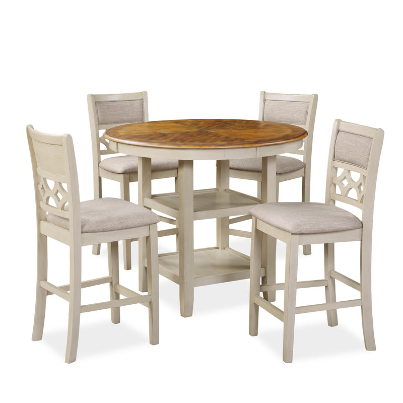 New Classic Furniture Mitchell D1763-52S-BSQ 5 pc Counter Height Dinette - Two Tone Bisque/Brown IMAGE 1