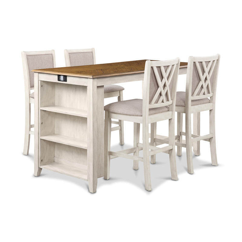 New Classic Furniture Amy D3651-60CS-BSQ 5 pc Counter Height Dinette - Two Tone Bisque/Brown IMAGE 1