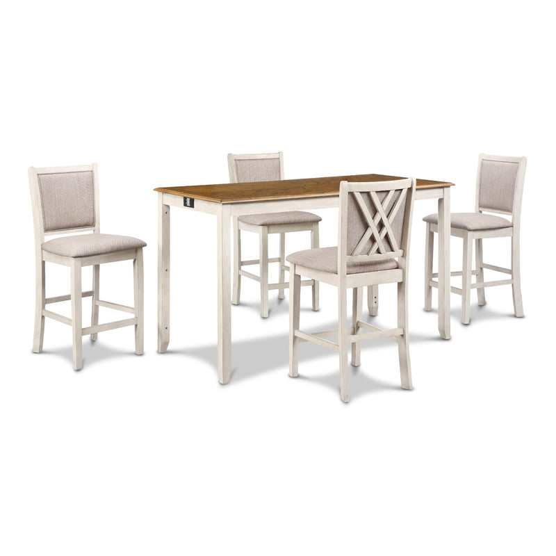 New Classic Furniture Amy D3651-60CS-BSQ 5 pc Counter Height Dinette - Two Tone Bisque/Brown IMAGE 2